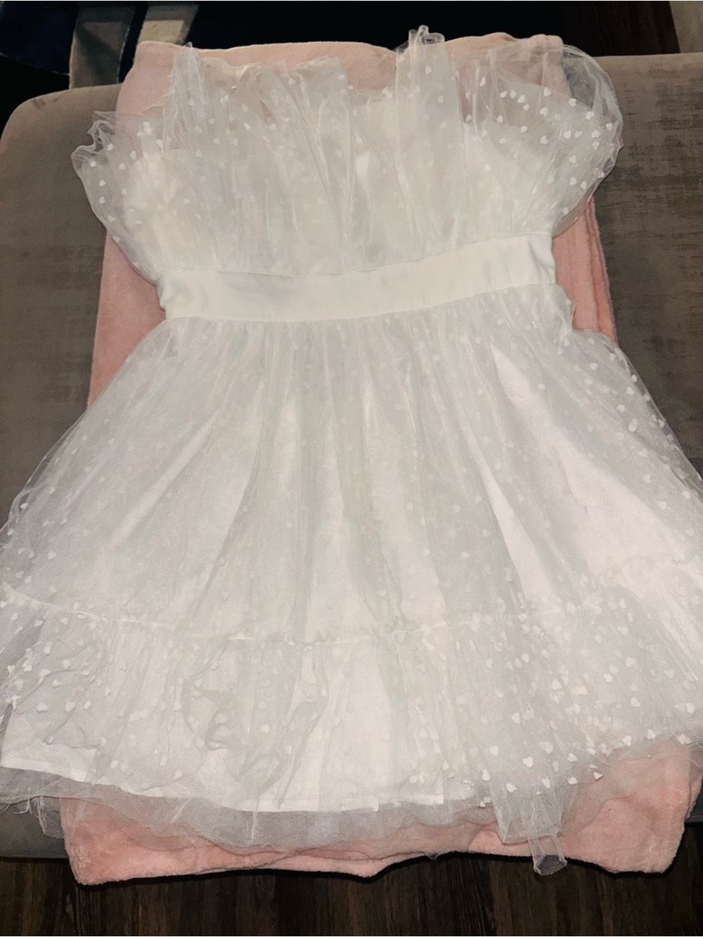 Fashion Nova White Heart Dot Tulle Party Dress